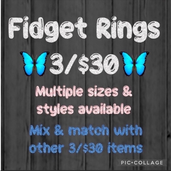 🦋3/$30🦋Fidget Spinner Ring, Silver Tone Glitter Finish Stainless Steel Size 6 - Picture 5 of 5